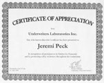 Jeremi Peck Certificate