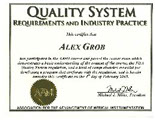 Alex Grob Certificate