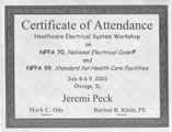 Jeremi Peck Certificate